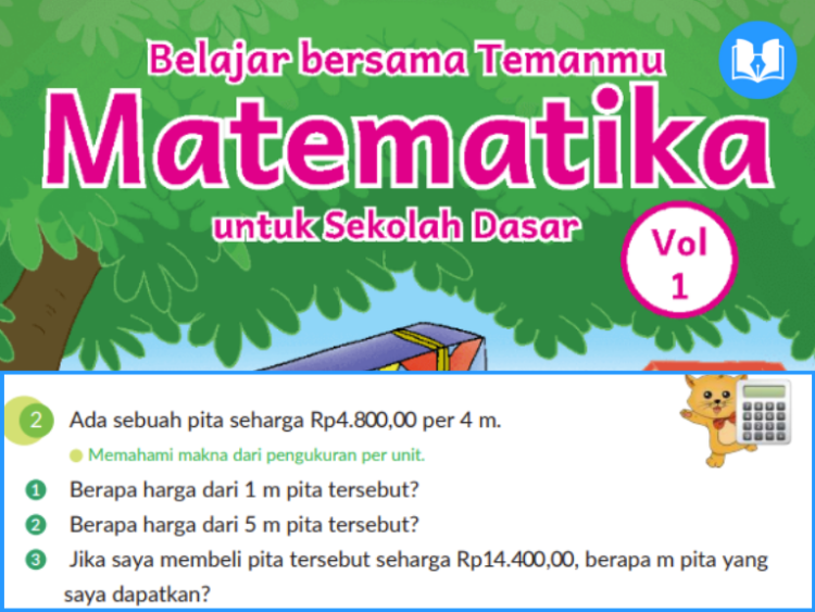 Ada sebuah pita seharga Rp4.800,00 per 4 m.