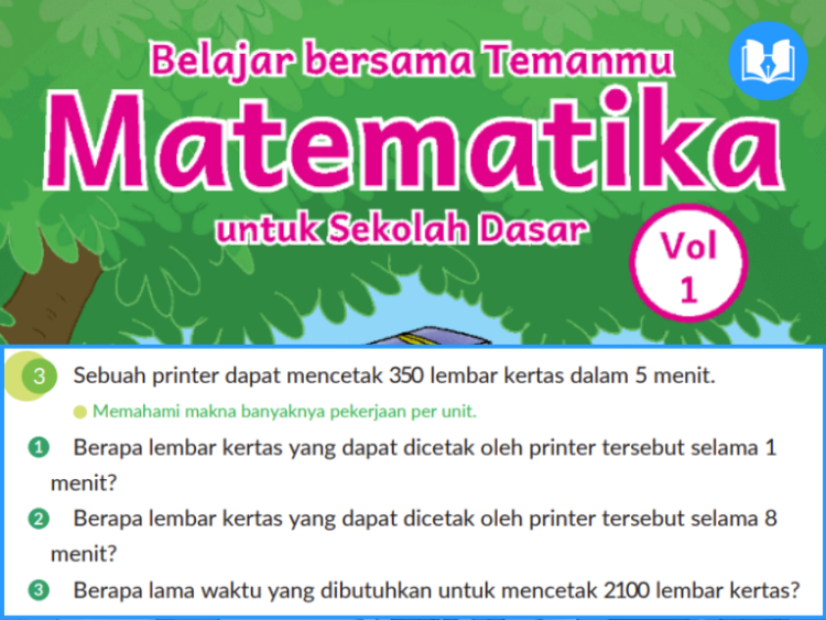 Sebuah printer dapat mencetak 350 lembar kertas dalam 5 menit.