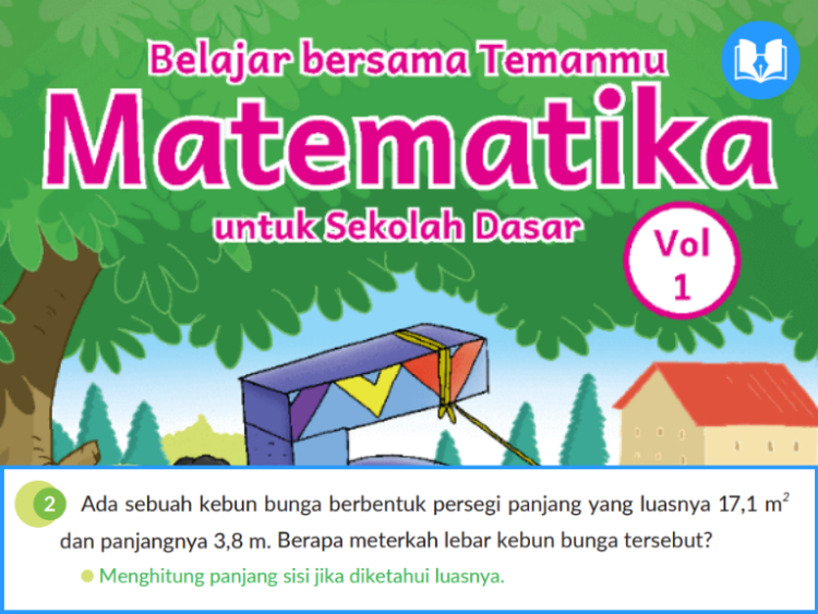 da sebuah kebun bunga berbentuk persegi panjang yang luasnya 17,1 m2 dan panjangnya 3,8 m