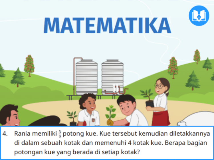 rania memiliki 5/8 potong kue