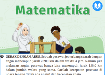 Sebuah pesawat jet terbang searah dengan angin menempuh jarak 2.200 km dalam waktu 4 jam